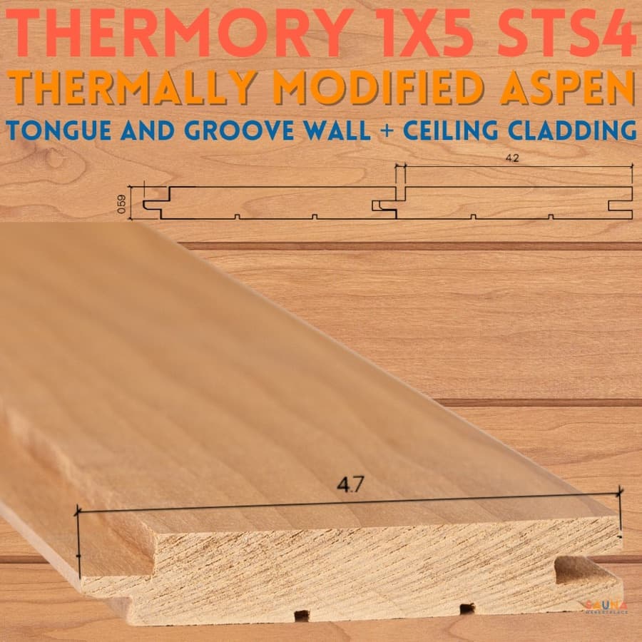 Thermory 1X5 Thermo-Aspen STS4 Wall Cladding