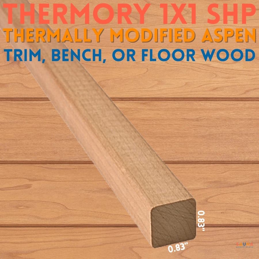 Thermory Thermo-Aspen Moulding 1×1 SHP Sauna Trim, Floor, and Bench Wood