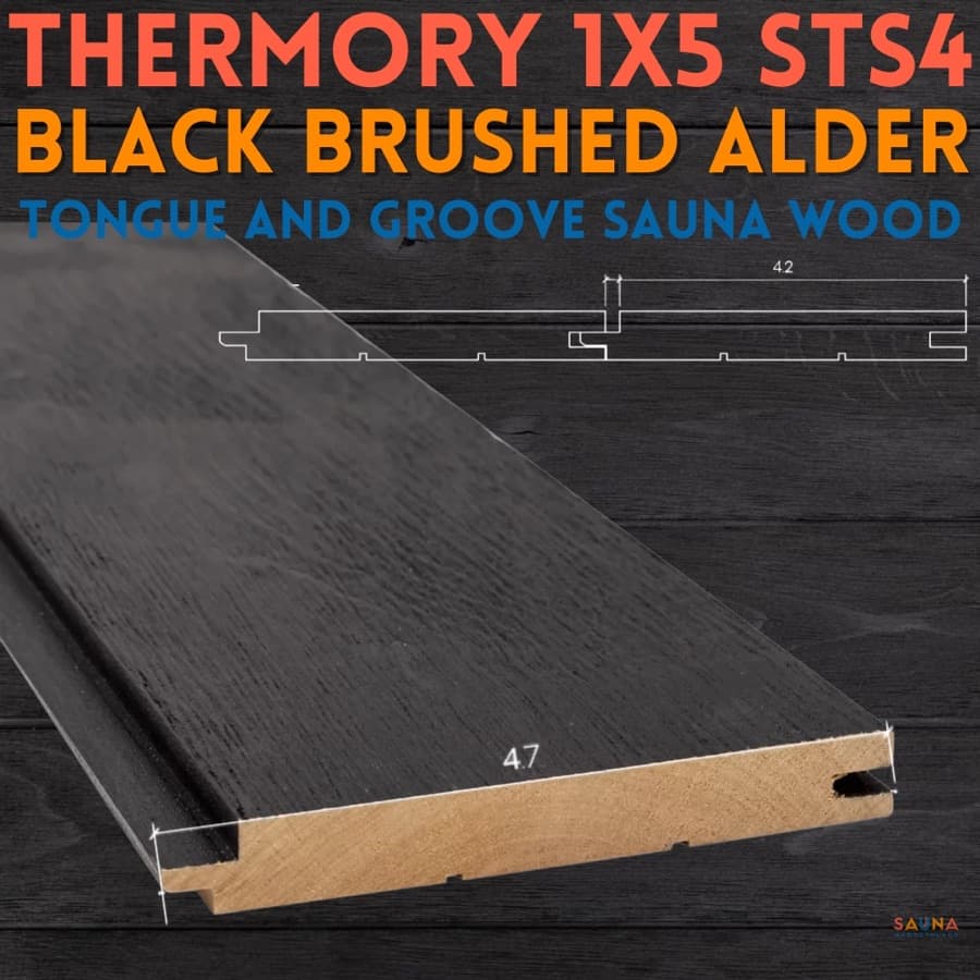 Thermory 1X5 Brushed Black Alder STS4 Wall Cladding