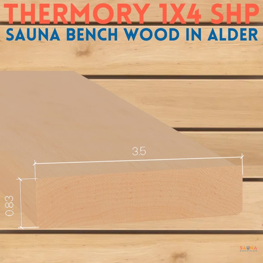 Thermory 1x4 SHP Alder Bench, Backrest, and Skirt Sauna Wood