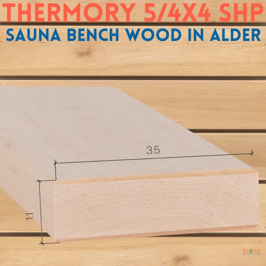 Thermory 5/4 x 4 SHP Alder Bench, Backrest, and Skirt Sauna Wood