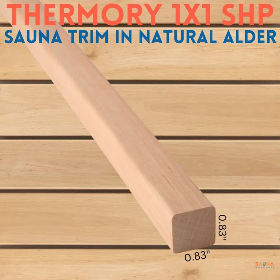 Thermory Alder Moulding 1×1 SHP Sauna Trim, Floor, and Bench Wood