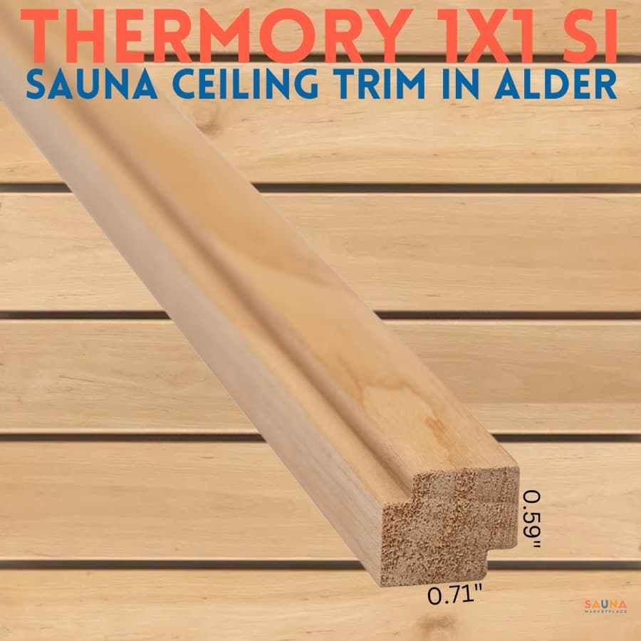 Thermory Alder Moulding 1×1 SI Sauna Ceiling Trim