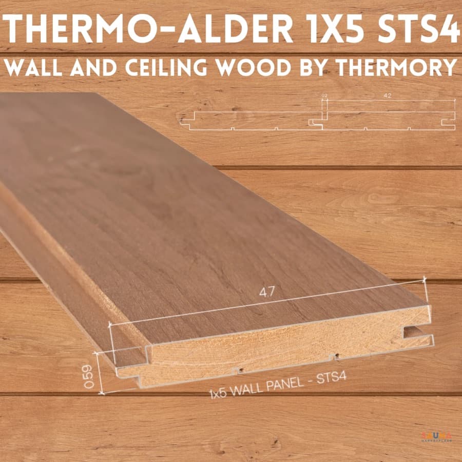 Thermory Thermo-Alder Wall Paneling 1×5 STS4 – Sauna Wall and Ceiling Wood