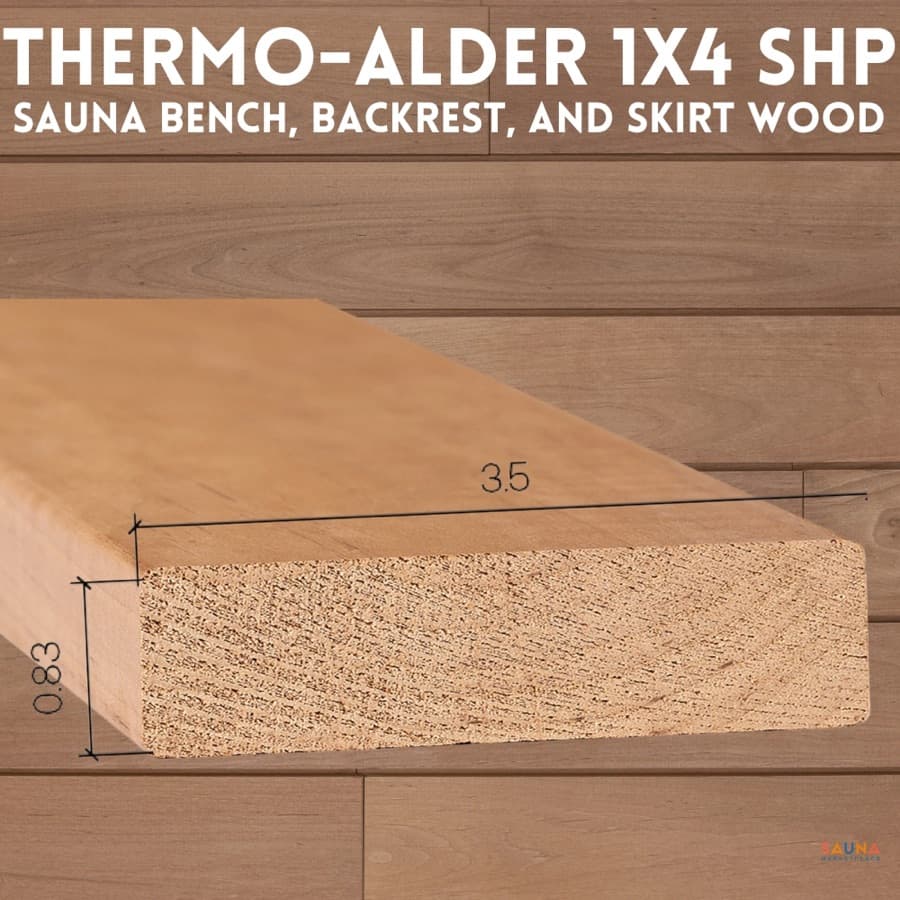 Thermory 1x4 SHP Thermo-Alder Bench, Backrest, and Skirt Sauna Wood