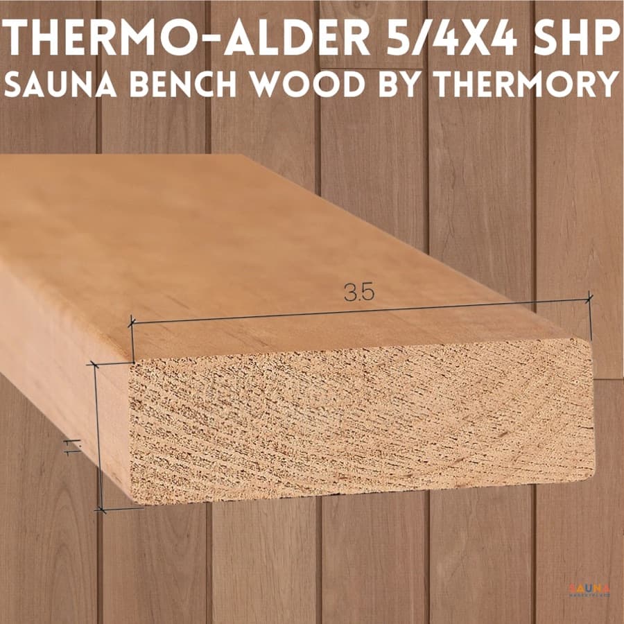 Thermory 5/4x4 SHP Thermo-Alder Bench, Backrest, and Skirt Sauna Wood