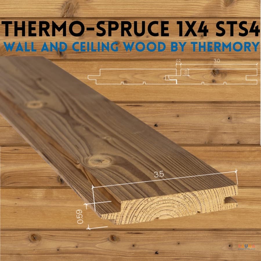Thermory 1X4 Thermo-Spruce STS4 T&G Wall Cladding