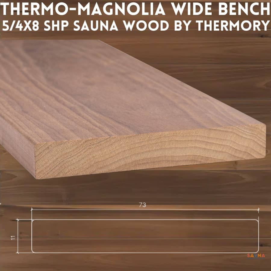 Thermory Thermo-Magnolia Wide Sauna Bench Board 5/4×8 SHP
