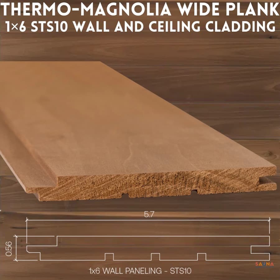 Thermory Modern, Thermally Modified Magnolia — STS10 Shadow‑Line Wall Paneling