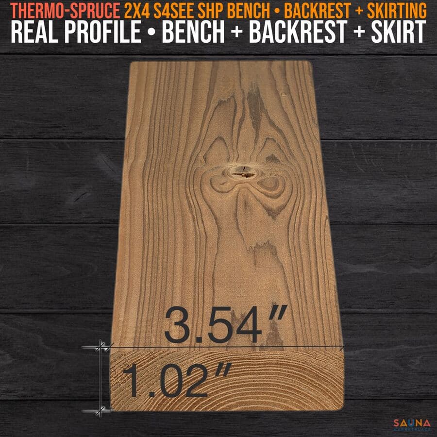 ProSaunas Thermo-Spruce 2X4 S4SEE SHP Bench, Backrest & Skirting