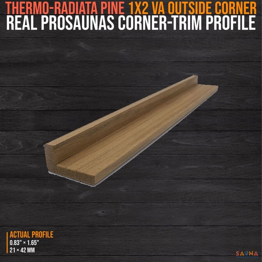 ProSaunas Thermo-Radiata Pine 1x2 VA Outside Corner Trim